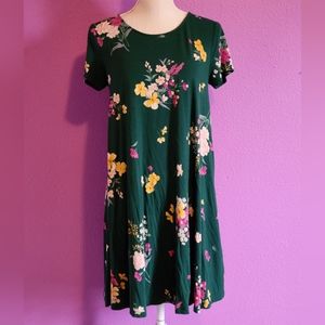 Old Navy Dark Green Floral Print Dress - Size Medium